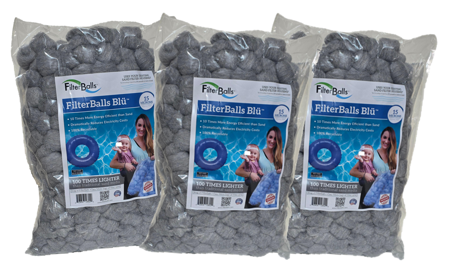 FilterBalls eBlu™ (3-pack) - For sand housings rated at 250 - 300 Lbs