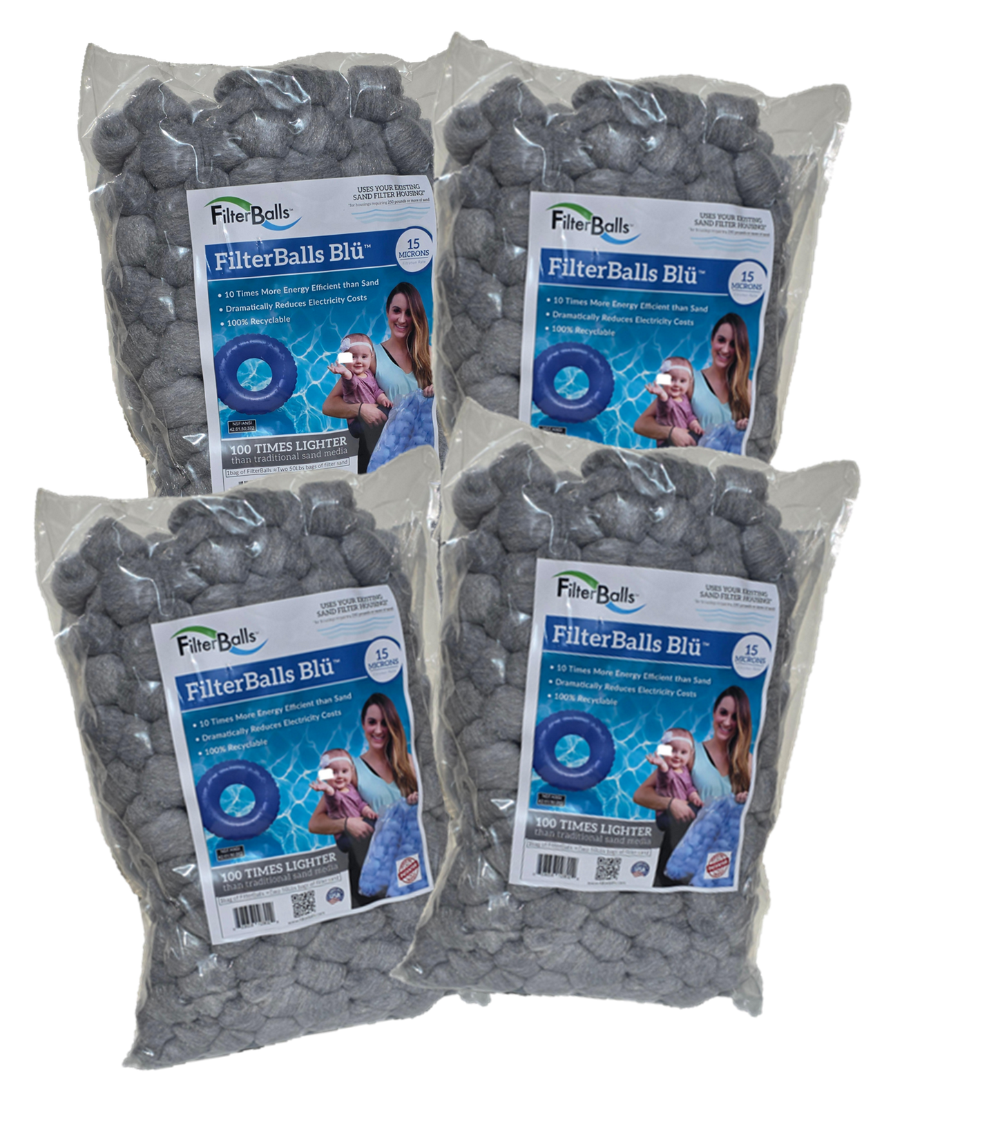 FilterBalls eBlu™ (4-Pack) - For sand housings rated at 300 to 400 Lbs